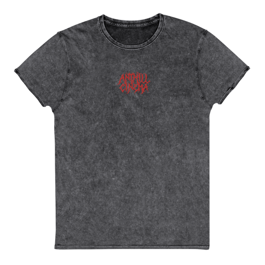 Red Metal Font - Anthill Cinema - Denim T-Shirt